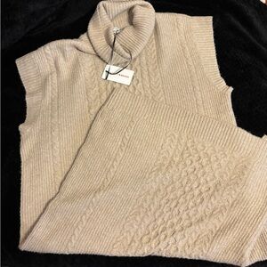 Lucky Brand Taupe Cable Knit Turtleneck Dress